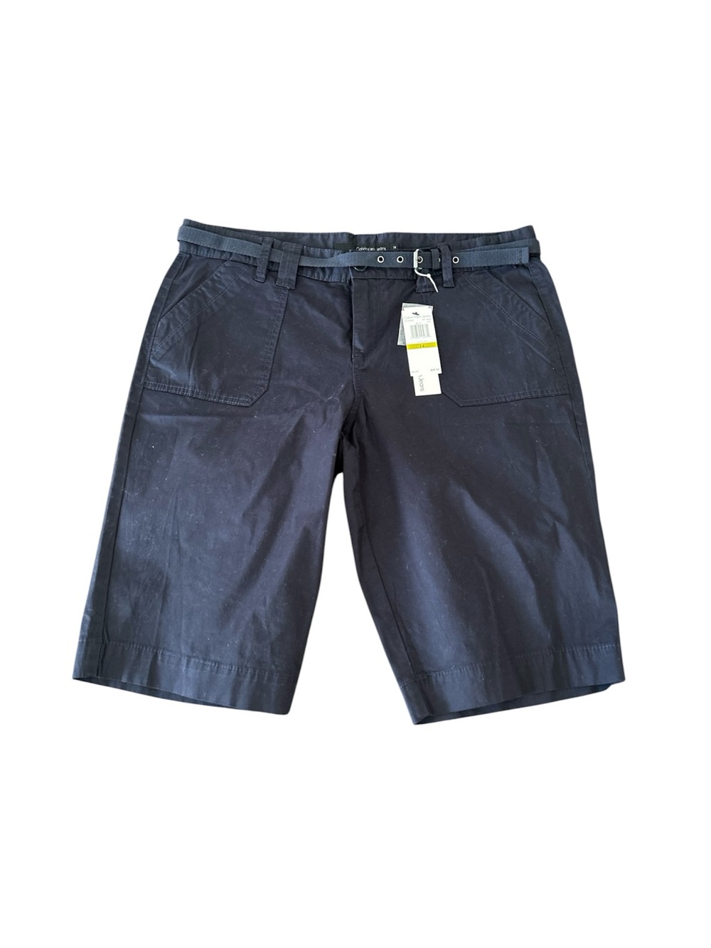 Calvin Klein Jeans Dark Navy Women's Bermuda Shorts with Belt sz 14 Cotton